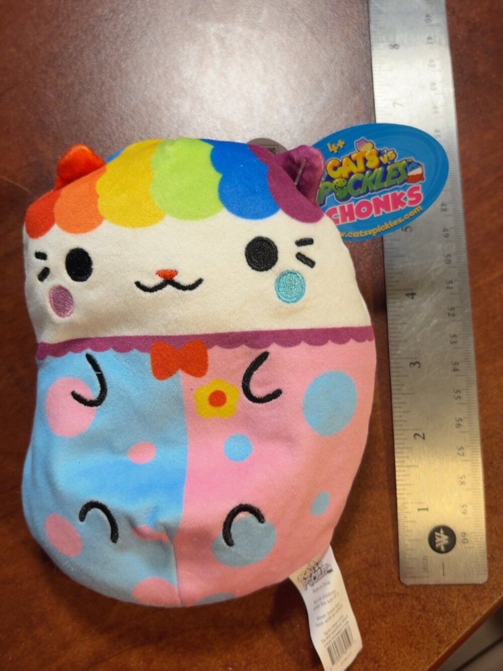 Cats vs Pickles Chonks Clownie #061 Rainbow Cat Plush 6” With Tags
